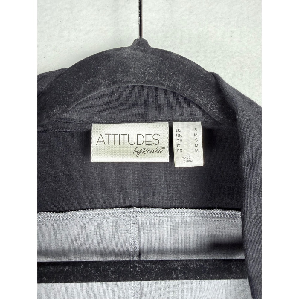 Attitudes by Renee Womens Grey Black Colorblock 90s Moto Jacket Mock Neck Size S - Picture 3 of 9
